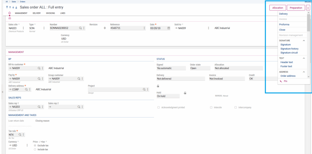 Pick Ticket Security in Sage X3