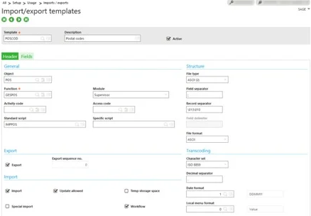 Import Export Templates