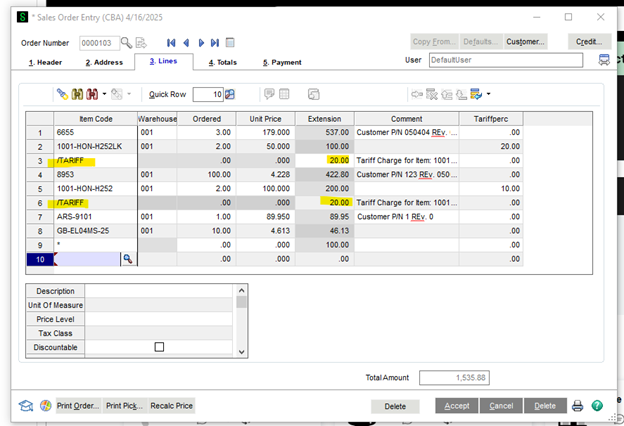 S100 Q225 Tariff 3