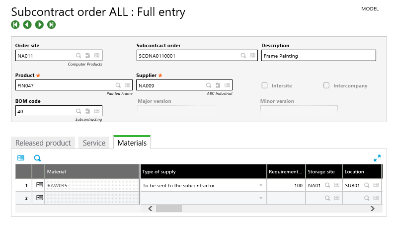 sage x3 sub-order