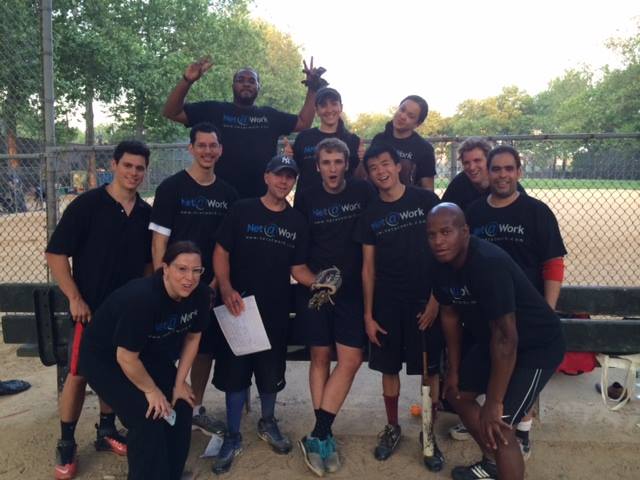 Net at Work team at a baseball anniversary outing